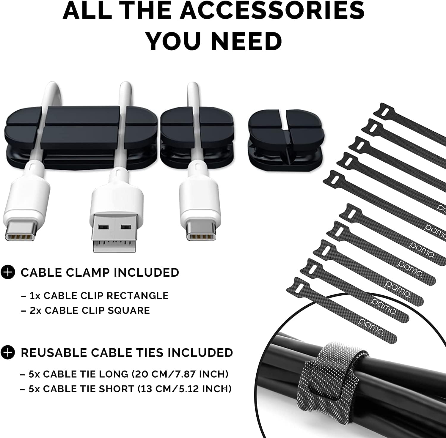 PAMO Cable Management Under Desk for Easy mounting Under-Table I Set of 2 - with 10X Cable Ties I Desk Organizer for Office/Home Office Table Thoughtful Cable Tray Holder - Image 4